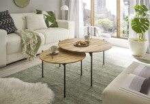 Couchtisch >ASSUAN< in eichenfarben, Massivholz/ Metall - 38x74cm (HxD)