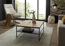 Couchtisch >MINERAL< in Eiche, Massivholz / Metall - 70x40x70cm (BxHxT)