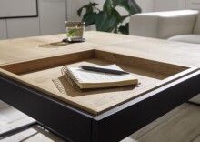 Couchtisch >LARKANA< in Eiche furnier, Holzwerkstoff / Metall - 83x45x83 (BxHxT)