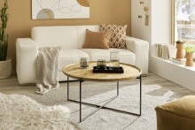 Couchtisch >TREVISO< in Eiche, Massivholz / Metall - 40x80cm (HxD)