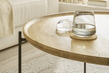 Couchtisch >TREVISO< in Eiche, Massivholz / Metall - 40x80cm (HxD)