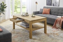 Couchtisch >SALEM< mit Schublade, Asteiche, Massivholz - 115x54x70cm (BxHxT)