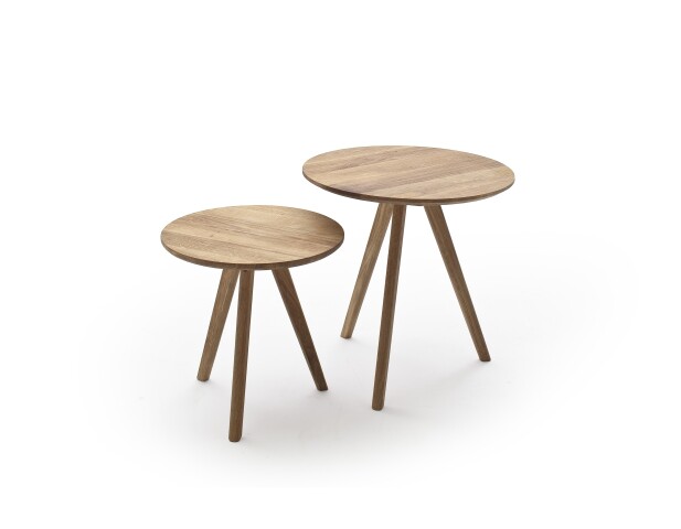 Satztisch >GENNY< (2er-Set) in Eiche, Asteiche massiv, geölt - B50/H45 & B40/H40 cm