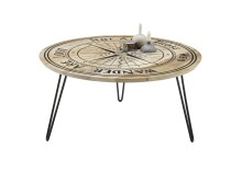 Couchtisch >NEVIS< in Kompass-Motiv, Mango Massivholz - 90x46x90cm (BxHxT)