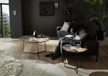Beistelltisch >MIRANDELA< in floraler Druck, Mango Massivholz - 55x50x55 (BxHxT)