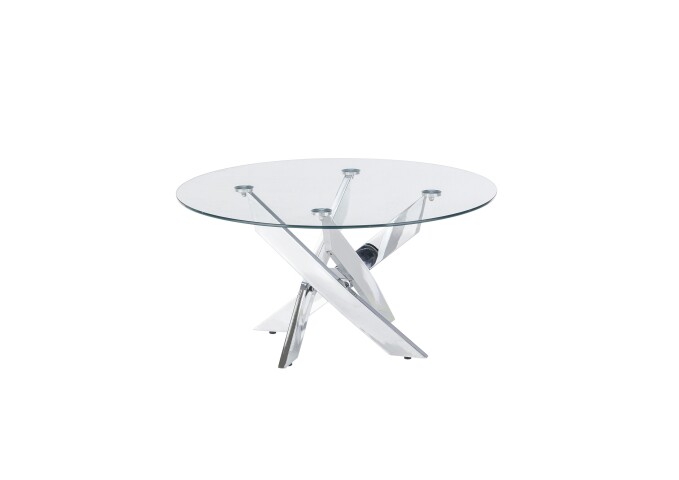 Couchtisch >KOPENHAGEN< in klarglas / verchromt - 80x45x80 (BxHxT)