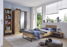 Drehtürenschrank >TEXEL< in PLANKENEICHE Dekor + GRAPHIT - 135x197x58cm (BxHxT)