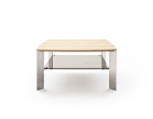 Couchtisch >NELIA< Glasablage, Eiche, Massivholz - 80x41x80cm (BxHxT)
