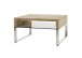 Couchtisch >HILARY< Glasablage, Eiche, Massivholz - 70x39x70cm (BxHxT)