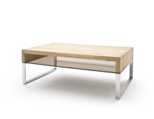 Couchtisch >HILARY< Glasablage, Eiche, Massivholz -...