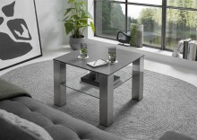 Couchtisch >PUNO< in anthrazit, Glas-Keramik / Edelstahl - 60x43x60cm (BxHxT)