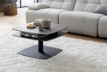 Couchtisch >SUSAKI< in schwarz, Glas-Keramik / Metall - 74x42x74cm (BxHxT)