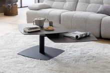 Couchtisch >SUSAKI< in schwarz, Glas-Keramik / Metall - 74x42x74cm (BxHxT)
