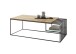 Couchtisch >JUBA< in Eiche, Massivholz / Metall / Klarglas - 120x40x60cm (BxHxT)