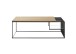 Couchtisch >JUBA< in Eiche, Massivholz / Metall / Klarglas - 120x40x60cm (BxHxT)