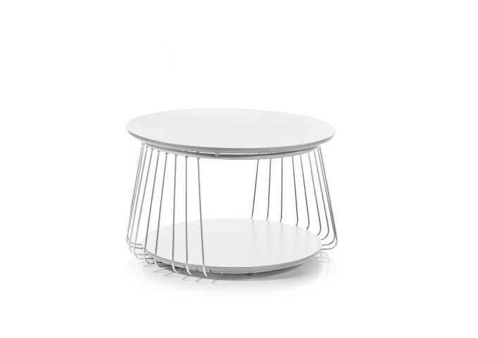 Couchtisch >VILNIUS< in weiss, MDF / Metall - 42x70cm (HxD)