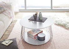 Couchtisch >VILNIUS< in weiss, MDF / Metall - 42x70cm (HxD)