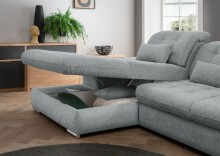 Polstergarnitur >Riordan< Schlaffunktion, Stauraum, Webstoff Corto silber - 314x104x184 (BxHxT)
