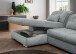 Polstergarnitur >Riordan< Schlaffunktion, Stauraum, Webstoff Corto silber - 314x104x184 (BxHxT)