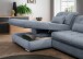 Polstergarnitur >Riordan< Schlaffunktion, Stauraum, Webstoff Corto hellblau - 314x104x184 BxHxT