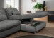 Polstergarnitur >Riordan< Schlaffunktion, Stauraum, Webstoff grau/braun - 314x104x184 (BxHxT)