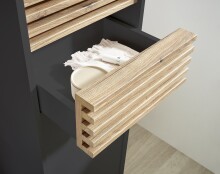 Hochschrank >Liguria< 1 Tür, 2 Schübe, anthrazit / evoke eiche Dekor - 38x191x35cm (BxHxT)