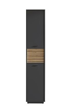 Hochschrank >Liguria< 1 Tür, 2 Schübe, anthrazit / evoke eiche Dekor - 38x191x35cm (BxHxT)