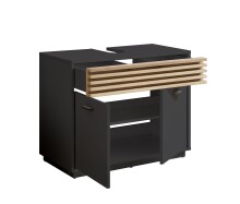 Waschbeckenunterschrank >Liguria< Anthrazit / Evoke Eiche Dekor - 80x64x40 (BxHxT)