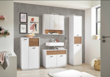 Waschbeckenunterschrank >Liguria< in Weiß / Evoke Eiche Dekor - 80x64x40 (BxHxT)