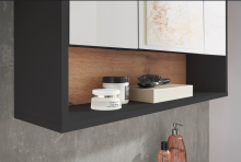 Badezimmerspiegelschrank >Liguria< in Anthrazit / Evoke Eiche - 80x72x21 (BxHxT)