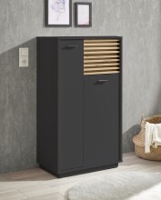 Badezimmer-Set >Liguria< (4-tlg.) in Anthrazit / Evoke Eiche Dekor - 220x191x40cm (BxHxT)