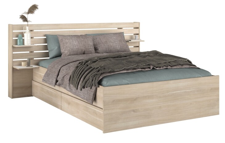 Stauraumbett >Escale 4< in Eiche Nachbildung - 217x99x236cm (BxHxT)