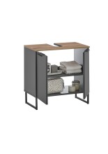 Badezimmer-Set >Denver< (4-tlg.) in schwarz / Evoke Eiche Dekor - 200x195x35 (BxHxT)