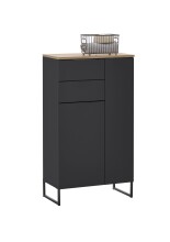 Badezimmer-Set >Denver< (4-tlg.) in schwarz / Evoke Eiche Dekor - 200x195x35 (BxHxT)