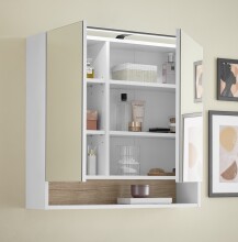 Badezimmer-Set >Denver< (4-tlg.) in weiß / Evoke Eiche Dekor - 220x195x35 (BxHxT)