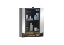 Badezimmer-Set >Denver< (2-tlg.) in schwarz / Evoke Eiche Dekor - 60x195x35 (BxHxT)