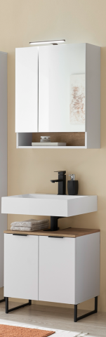 Badezimmer-Set >Denver< (2-tlg.) in weiß matt / Evoke Eiche Dekor - 60x195x35 (BxHxT)