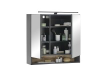 Badezimmer-Set >Denver< (3-tlg.) in schwarz matt / Evoke Eiche Dekor - 160x195x35 (BxHxT)