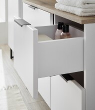 Badezimmer-Set >Denver< (3-tlg.) in weiß matt / Evoke Eiche Dekor - 160x195x35 (BxHxT)