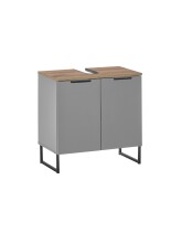Badezimmer-Set >Denver< (3-tlg.) in grau matt / Evoke Eiche Dekor - 120x195x35 (BxHxT)