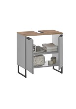 Badezimmer-Set >Denver< (3-tlg.) in grau matt / Evoke Eiche Dekor - 120x195x35 (BxHxT)