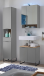 Badezimmer-Set >Denver< (3-tlg.) in grau matt / Evoke Eiche Dekor - 120x195x35 (BxHxT)