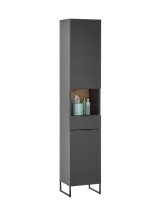 Badezimmer-Set >Denver< (3-tlg.) in schwarz matt / Evoke Eiche Dekor - 120x195x35 (BxHxT)