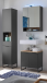 Badezimmer-Set >Denver< (3-tlg.) in schwarz matt / Evoke Eiche Dekor - 120x195x35 (BxHxT)