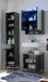 Badezimmer-Set >Denver< (3-tlg.) in schwarz matt / Evoke Eiche Dekor - 120x195x35 (BxHxT)