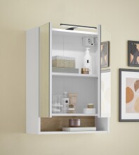 Badezimmer-Set >Denver< (3-tlg.) in weiß matt / Evoke Eiche Dekor - 120x195x35 (BxHxT)