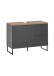 Badezimmer-Set >Denver< (3-tlg.) in schwarz matt / Evoke Eiche Dekor - 140x195x35 (BxHxT)