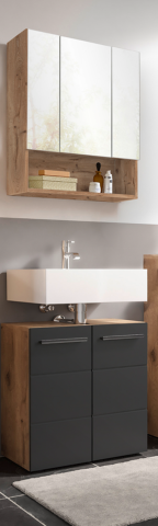Badezimmer-Set >Vista< (2-tlg.) in Viking Oak / Schwarz - 65x190x31 (BxHxT)