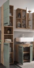 Badezimmer-Set >Vista< (3-tlg.) in Viking Oak / Schilfgrün - 115x190x31 (BxHxT)