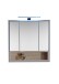 Badezimmerspiegelschrank >Tunis< LED, 3 Türen, grau matt / sonoma eiche - 65x65x16 (BxHxT)